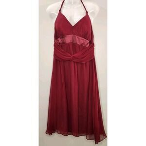 Vintage/Y2K Midnight Velvet Burgundy 100% Silk Halter Midi Dress Fairy Whimsical